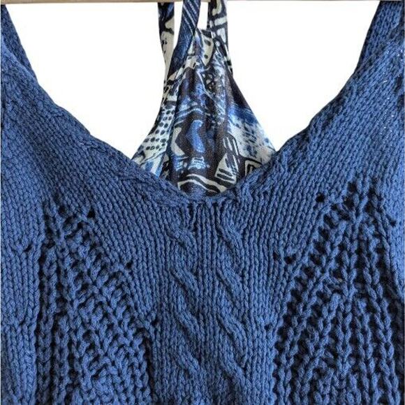 NWT Current Air Halter Neck Tiered Maxi Dress Crochet Blue, Women's Size XS - Picture 6 of 10